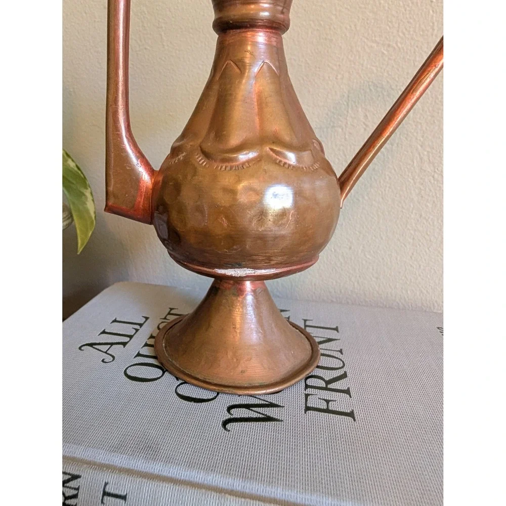 Vintage Copper Dallah Coffee Pot Middle Eastern Hand Hammered Decorative Pitcher
